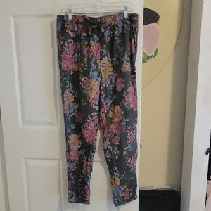 Nicole Miller SzLG Floral Patterned Cargo Pants drawstring waist